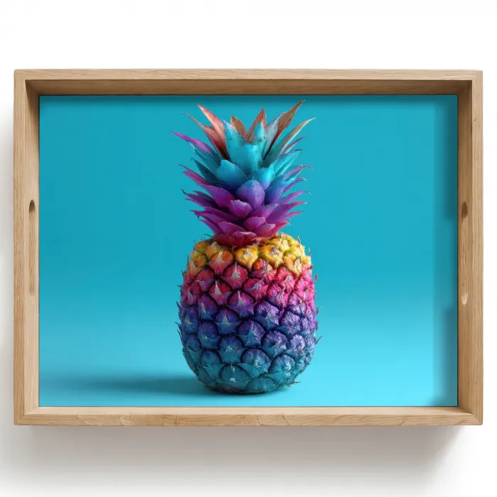 Ananas - Regenboog - Blauw - Popart Dienblad Rechthoek middel -z3d_shopping