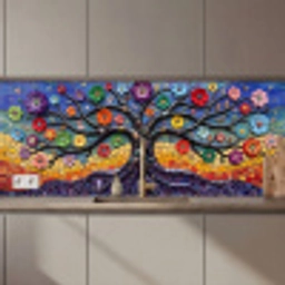 Levensboom - Mozaïek - Bloemen - Kleurrijk - Vrolijk keuken achterwand 2 middel zz_3dshopping