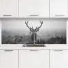 Hert - Mistig - Zwart - Wit keuken achterwand 2 middel -3d