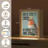 Roodborstje - Vogel - Blauw - Decoratie Light Box met kabel (Tafellamp) klein -USP_NL