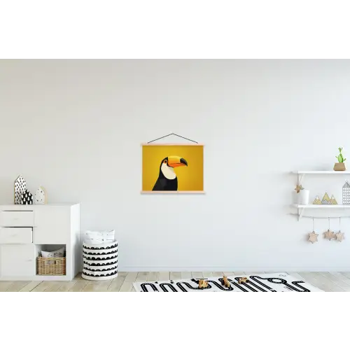 Toekan - Minimalistisch - Snavel - Oranje textielposter latten blank klein -kinderkamer