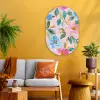 Blauw - Roze - Bloemen Wandcirkel Ovaal Glas middel -sfeer4