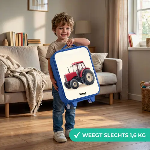 Tractor - Getekend - Rood Kinderkoffer - Blauw klein -sfeer2_NL