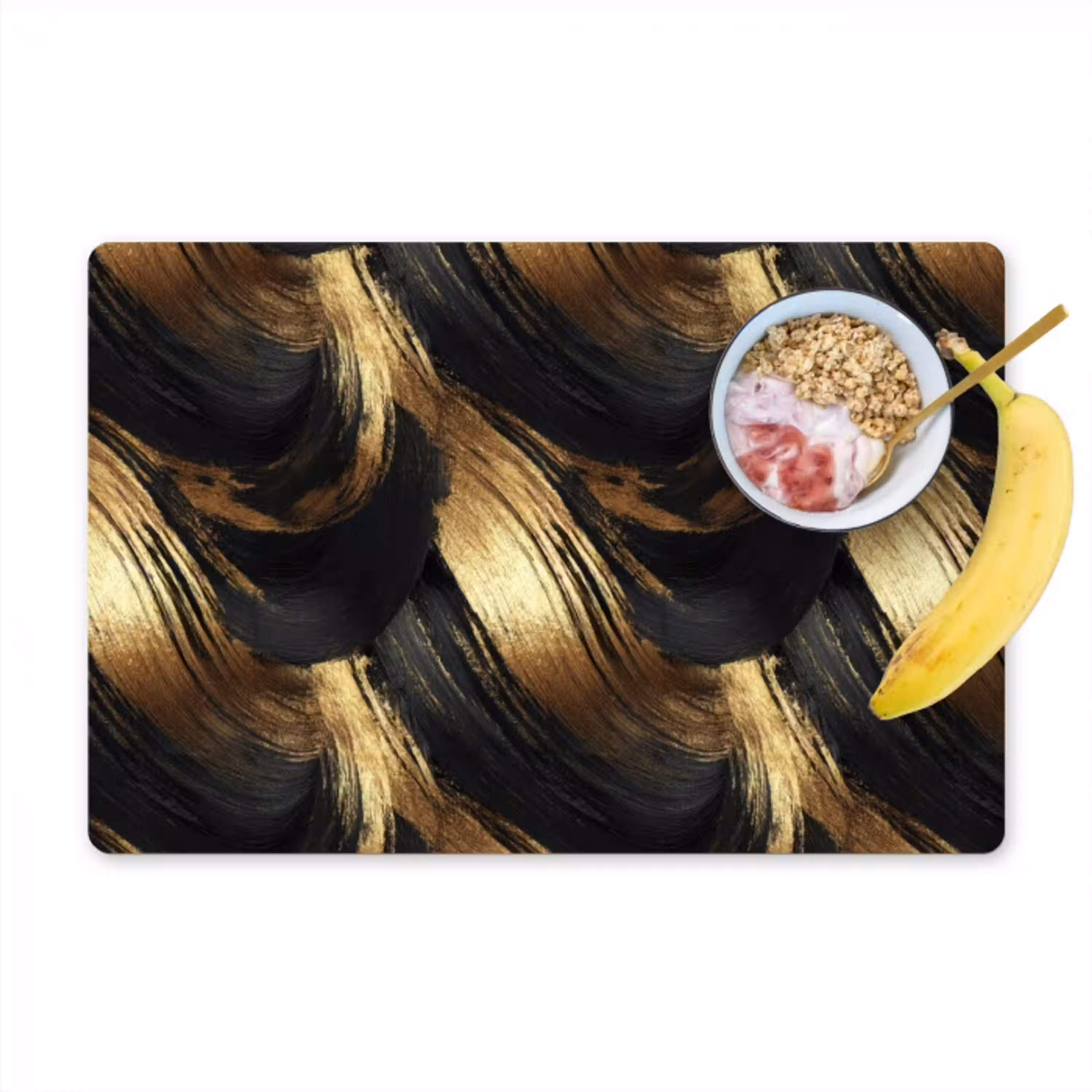 Verfstreken - Abstract - Goud - Zwart Placemat vinyl groot 368 -zzzproduct_Kitchenyeah-website