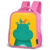 Nijlpaard - Vogels - Groen - Geel Kinderrugzak - Roze middel -schuin