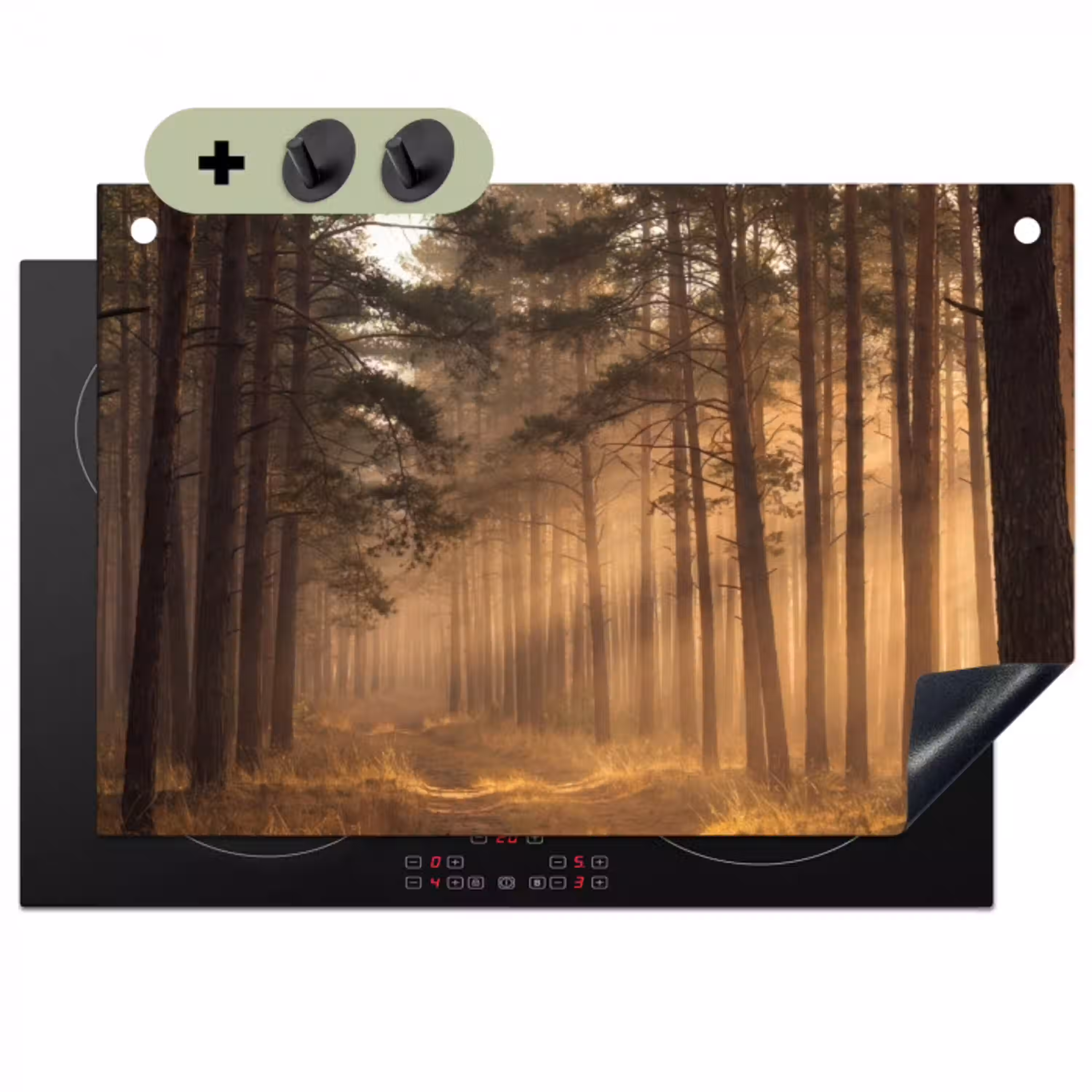 Bos - Mist - Zonlicht Inductie beschemer met haakjes klein -3d