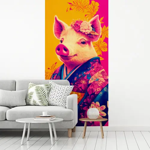 Varken - Bloemkroon - Kimono - Abstract fotobehang vinyl groot -woonkamer