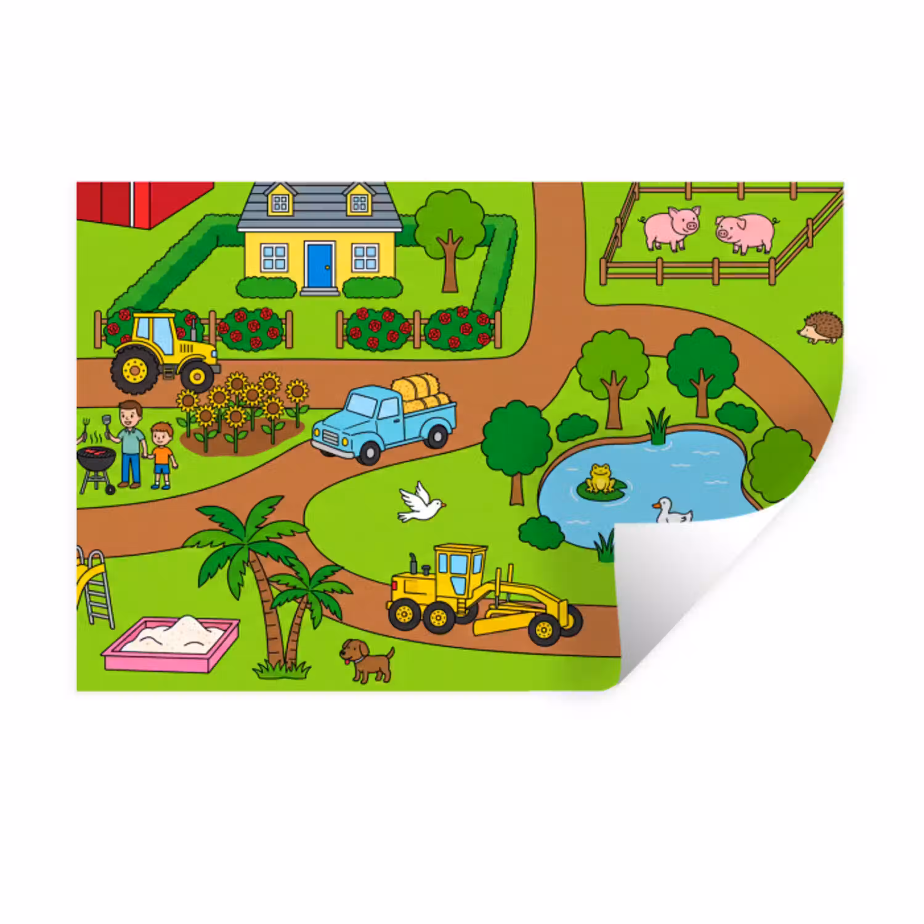 Platteland - Dieren - Cartoon Muursticker klein -3d