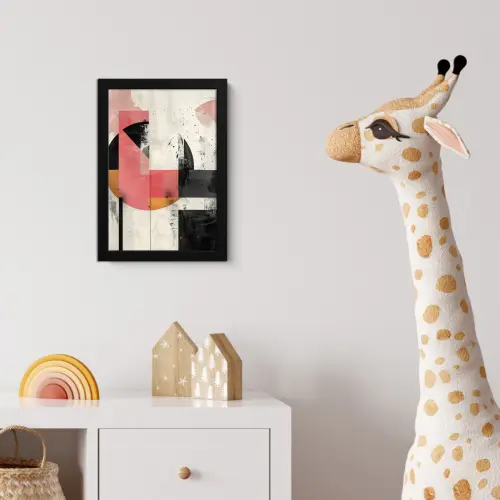 Roze - Abstract - Aesthetic - Modern - Vormen fotolijst zwart zonder passe partout klein -usfeer4_kinderkamer