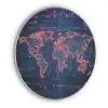 Wereldkaart - Futuristisch - Oranje Akoestische PET Vilt - Rond klein -3d