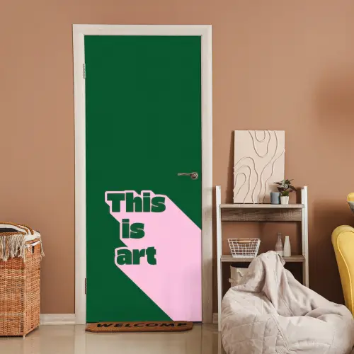 This is art - Schaduw - Roze deurposter klein -sfeer1