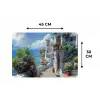 Huizen - Zee - Bomen - Bloemen Placemat vinyl groot -specs