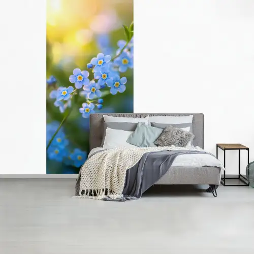 Bloemetjes - Blauw - Vergeet mij nietjes fotobehang vinyl groot -slaapkamer
