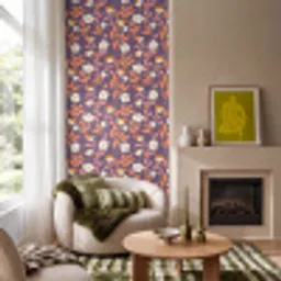 Boho - Vintage - Paars Behang Vinyl klein 1060 -sfeer2
