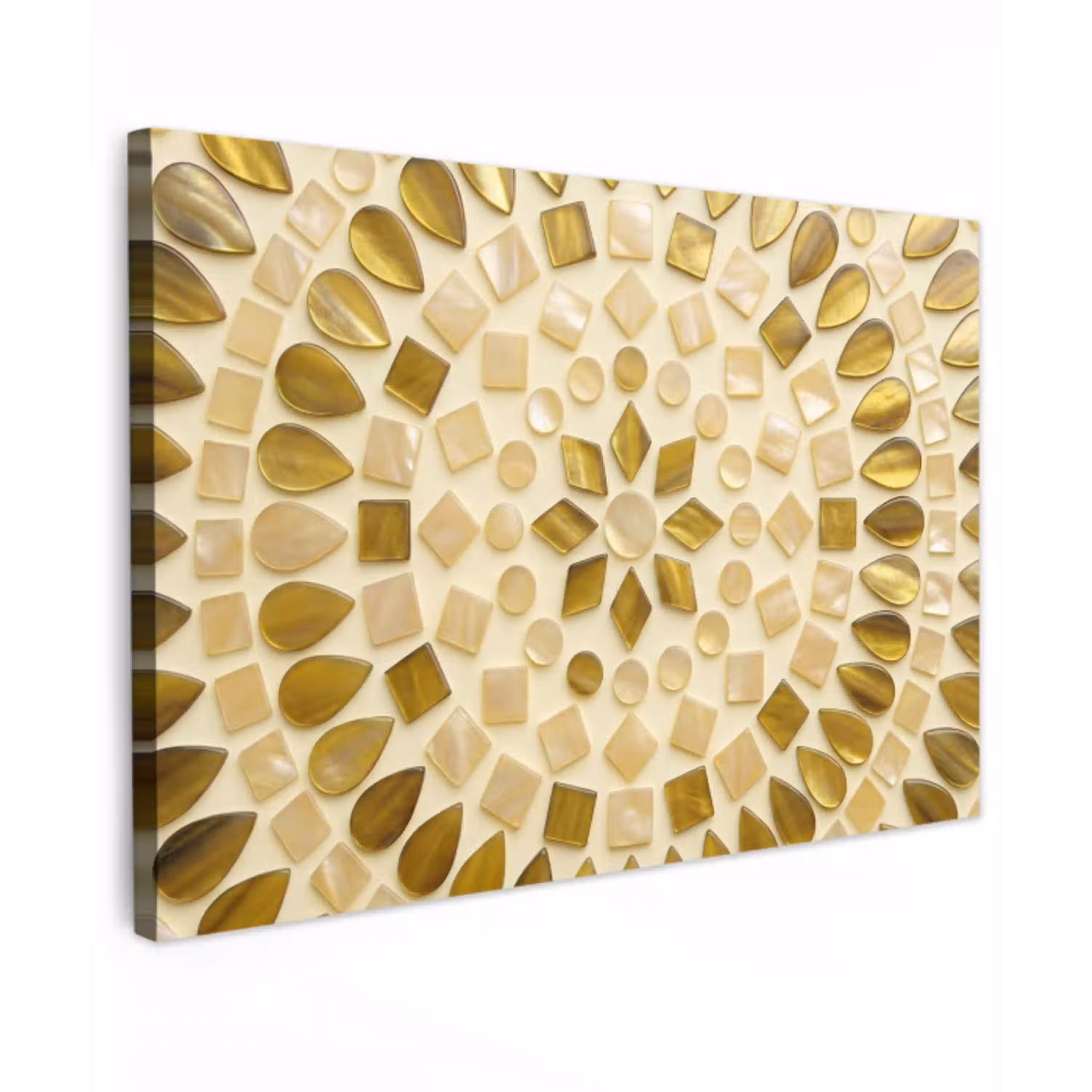 Patroon - Vormen - Mozaïek - Abstract - Goud canvas 2cm klein -z3d