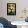Boom - Levensboom - Blauw - Goud fotolijst zwart zonder passe partout klein -sfeer4