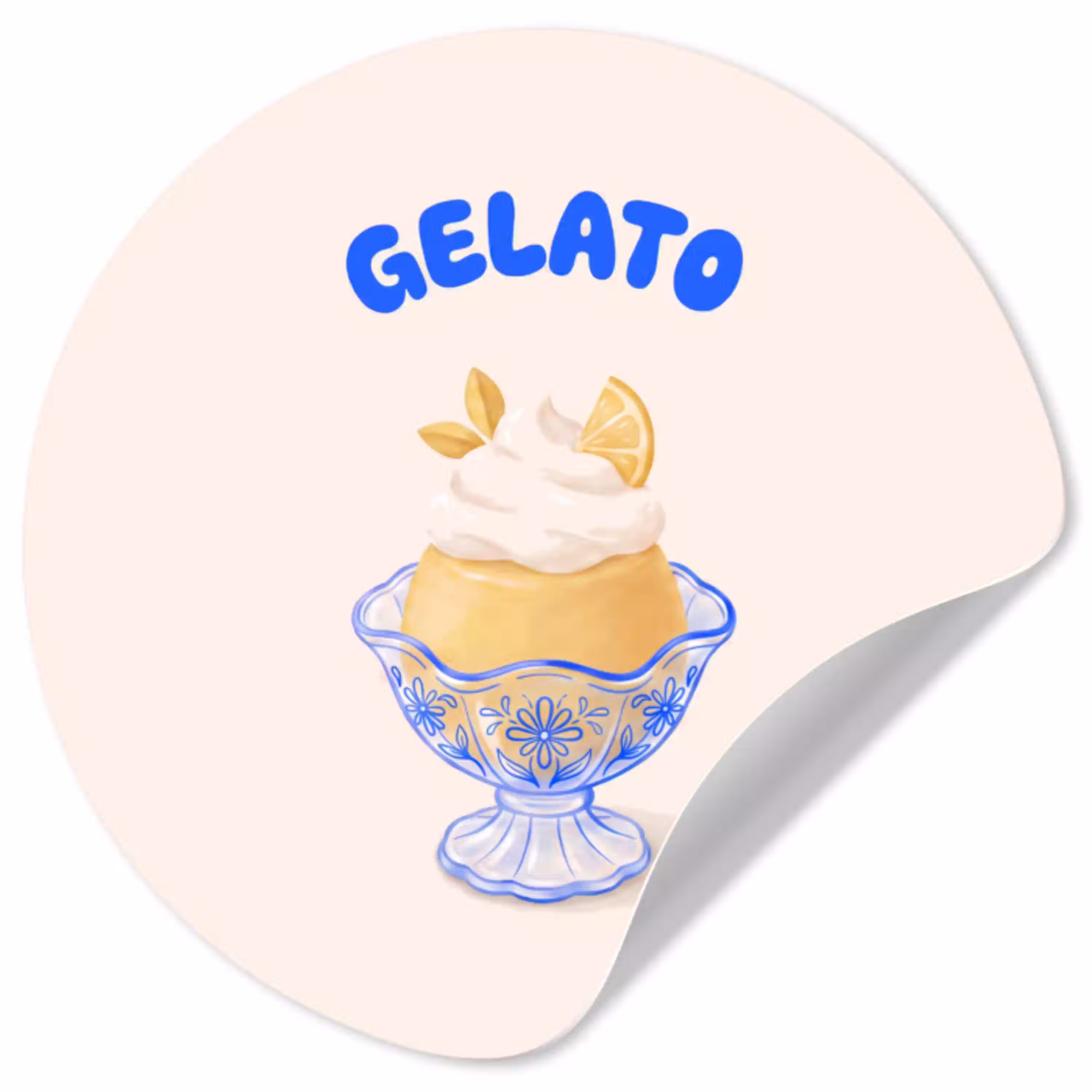 IJs - Citroen - Illustratie - Geel - Dessert Wandcirkel behangsticker klein -3d
