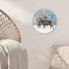Hert - Dieren - Sneeuw - Winter - Landschap - Natuur Wandcirkel kunststof plaat 5mm dik klein -sfeer5