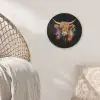 Schotse Hooglander - Graffiti - Kleurrijk - Bloem - Dieren Akoestische PET Vilt - Rond klein -sfeer4