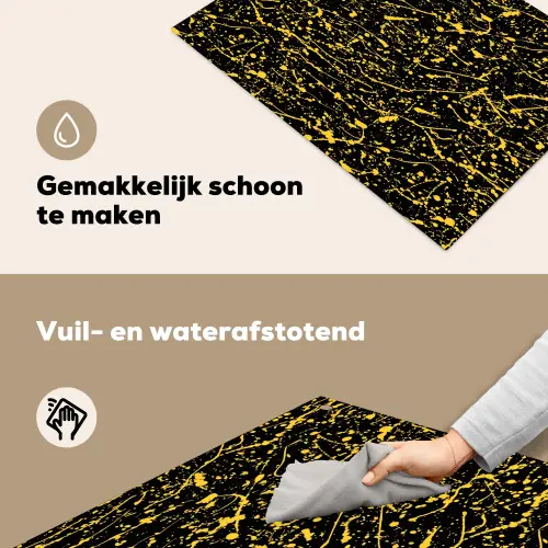 Spat - Waterverf - Geel - Zwart Inductie beschemer met haakjes klein 777 -ky-schoon-nl