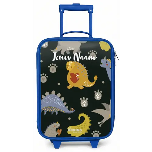 Liefdevolle dinosaurus Kinderkoffer - Blauw klein -zz3dotto