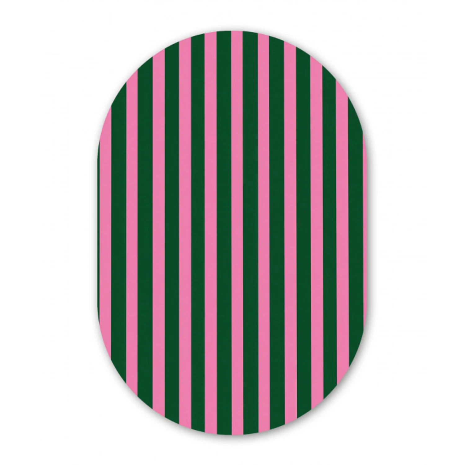 Verticale strepen - Groen - Roze Wandcirkel Ovaal Aluminium middel 839 -3d