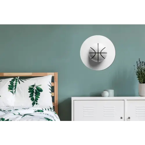 Basketbal - Wit - Schaduw - Lijnen Wandcirkel aluminium klein -slaapkamer