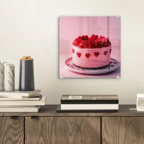 Taart - Hart - Roze plexiglas 5mm klein -sfeer1