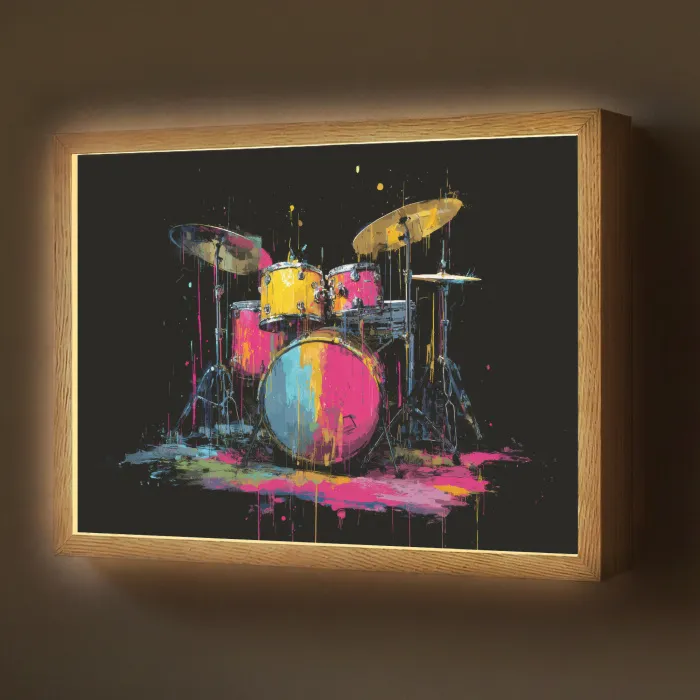 Drumstel - Kleurrijk - Verf - Levendig Light Box met batterij (Wandlamp) middel -z3d_website