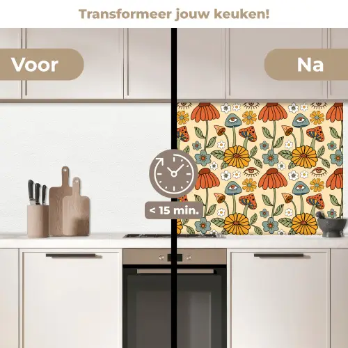 Patronen - Vintage - Bloemen - Ogen keuken achterwand 2 middel 871 -voor-na2_NL