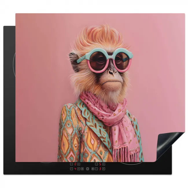 Sjaal - Aap - Zonnebril - Jasje Inductie beschermer vinyl 3mm middel -3d