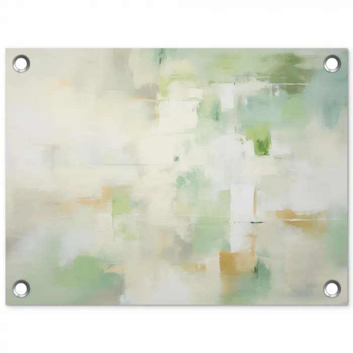 Abstract - Kunst - Wit - Groen - Modern tuinposter los doek klein -3d