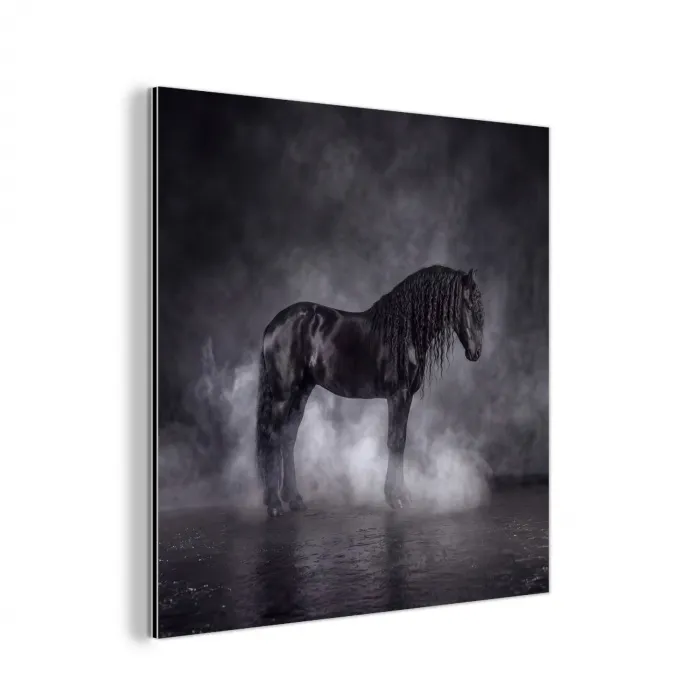 Paard - Magisch - Zwart aluminium wit klein -3d