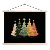 Kerstbomen - Kleurrijk - Lichtjes - Ster textielposter latten blank klein -3d