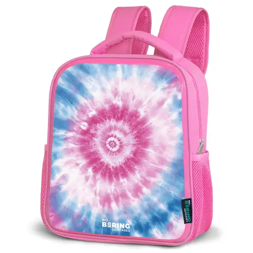 Tie dye - Abstract - Blauw - Roze Kinderrugzak - Roze middel -schuin