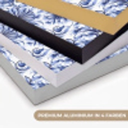Bloemen - Blauw - Patroon - Wit Textielframe zwart klein 947 -USP_kleurenDE