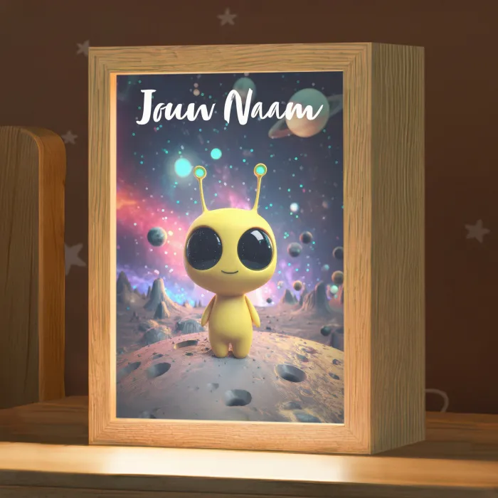 Alien - Ruimte - Geel - Planeten Light Box met kabel (Kinderlampje) klein -zzz_3d_website