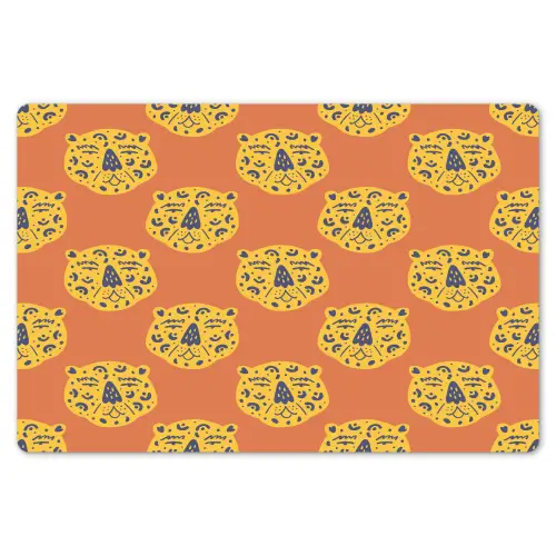 Luipaard - Gezichten - Stippen - Oranje Placemat vinyl groot 368 -zzsfeer1_Kitchenyeah-website
