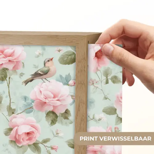 Rozen - Vogels - Pastel - Kleurrijk Light Box met batterij (Wandlamp) middel 907 -USP_websiteprintNL