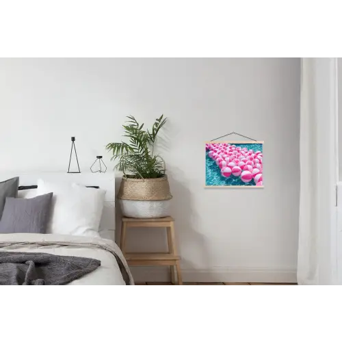 Strandballen - Roze - Water textielposter latten blank klein -woonkamer