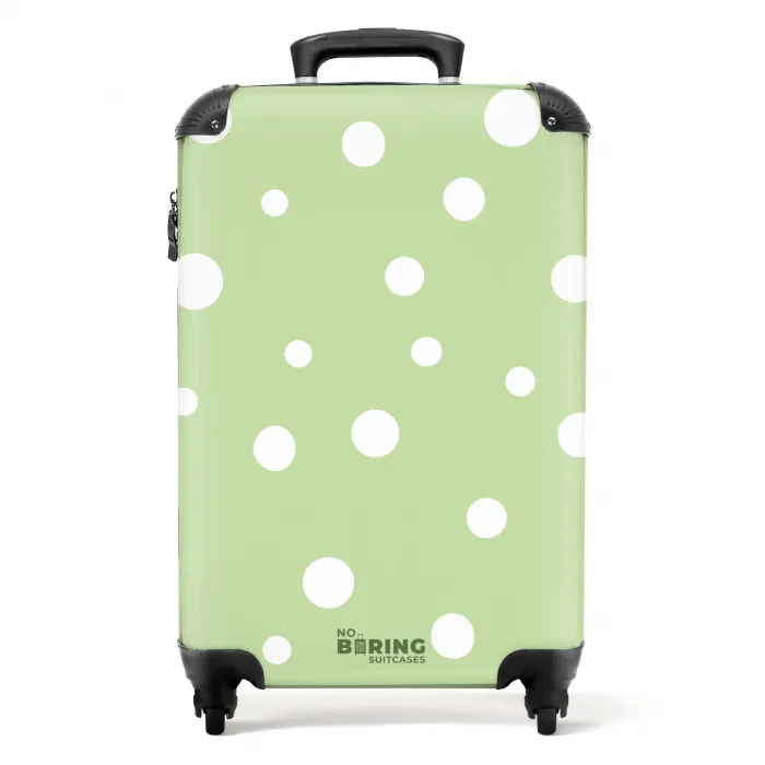 Groene achtergrond met witte stippen NBS - Handbagage koffer - Unisex middel -productfoto_recht