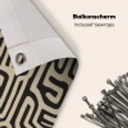 Grafisch - Lijnen - Zwart Balkonbeschermer Duitsland klein 596 -closeup_NL