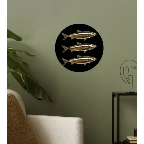 Vissen - Goud - Zwart Wandcirkel behangsticker klein -sfeer2