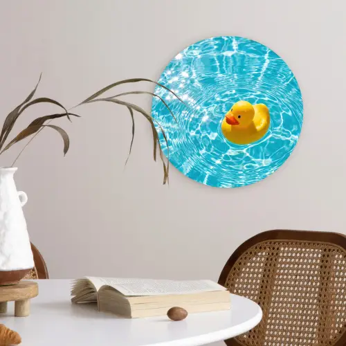 Badeend - Dobberen - Blauw Wandcirkel kunststof plaat 5mm dik klein -sfeer4