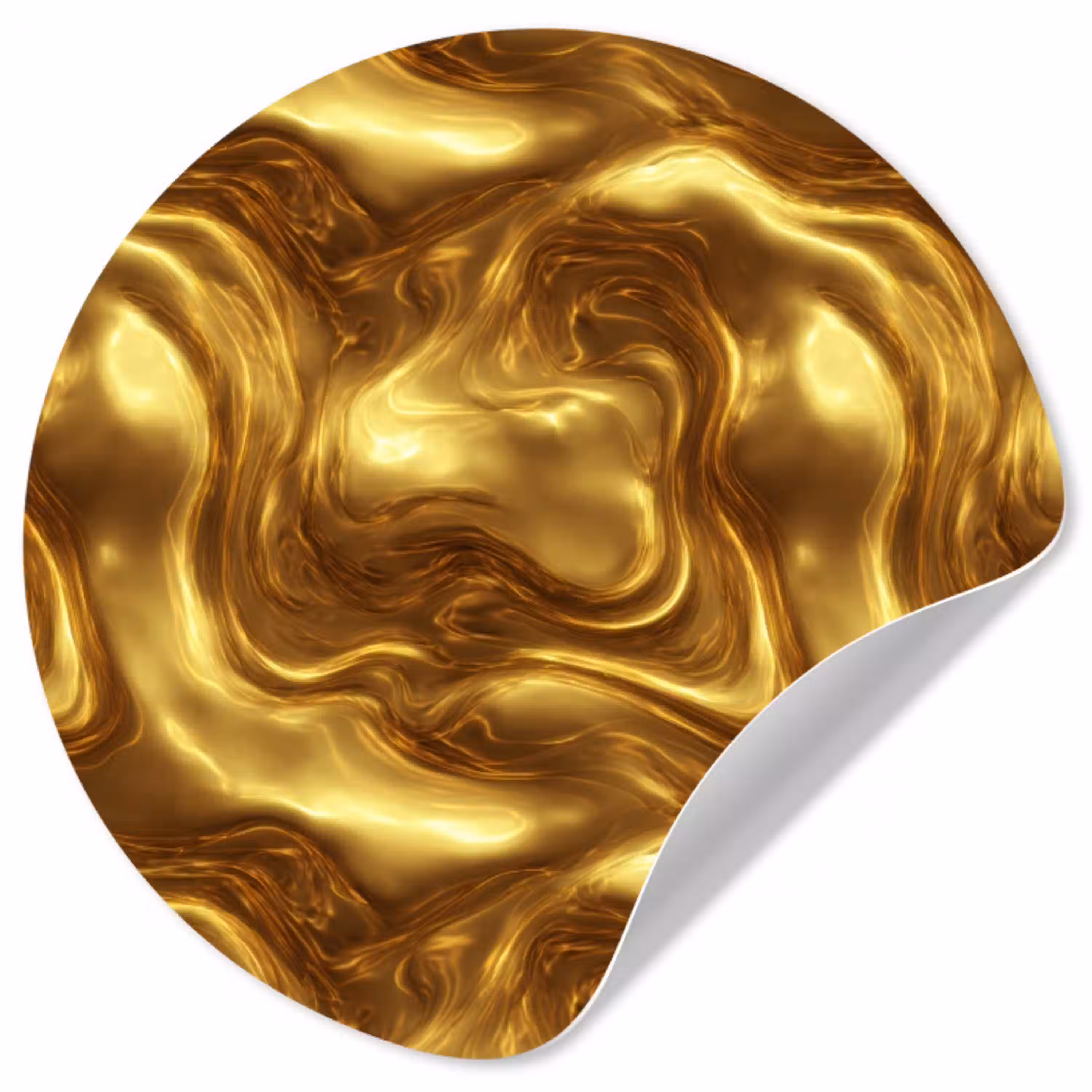 Textuur - Vloeibaar - Organisch - Goud Wandcirkel behangsticker klein 186 -3d