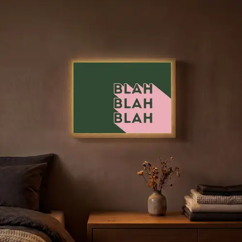 Donkergroen - Tekst - Schaduw - Grafisch Light Box met batterij (Wandlamp) middel -sfeer4
