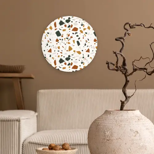 Terrazzo - Patroon - Wit - Terra Wandcirkel plexiglas klein 852 -sfeer1