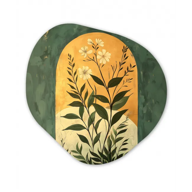 Plant - Bloemen - Wit Wandcirkel Organisch Forex 3mm klein -3d