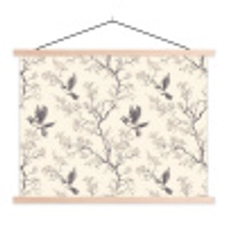 Takken - Vogels - Beige textielposter latten blank klein 122 -3d