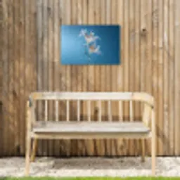 Lelies - Blauw - Glazen Tuinposter op houten frame 2 cm dik klein -sfeer4